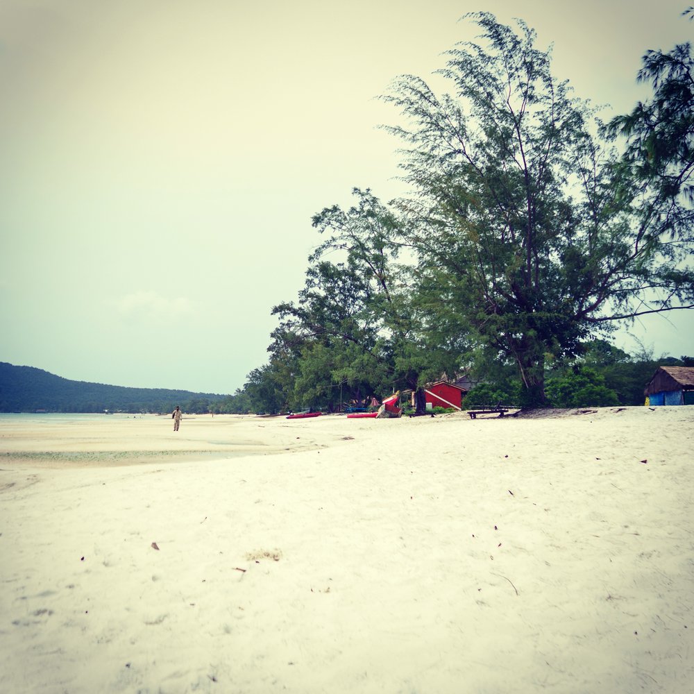 The white sand beach in Saracen Bay, Koh Rong Samloem